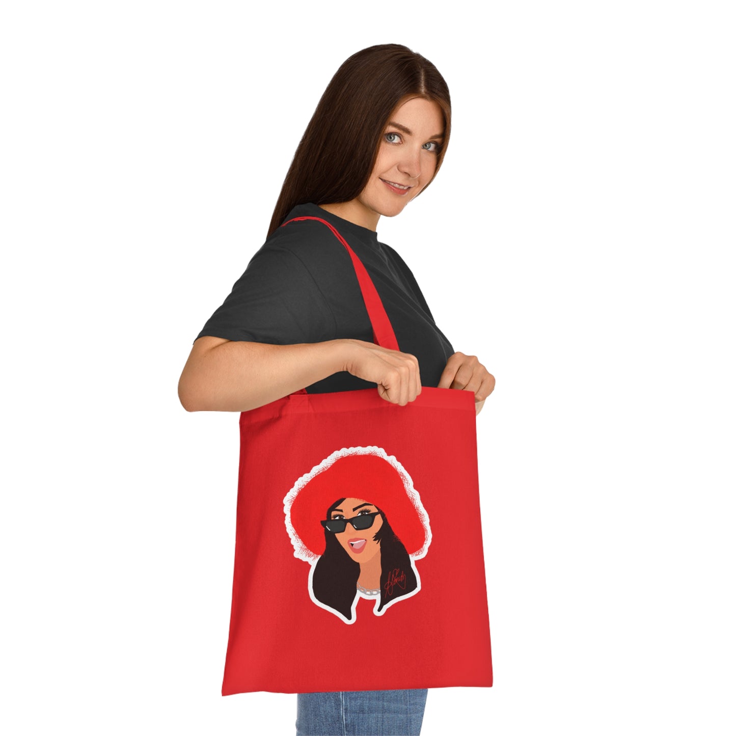 ALIMISH Red Hat Cotton Tote